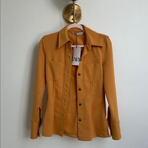 Mustard ZARA Retro 70s Style Button Up Cuff Sleeve